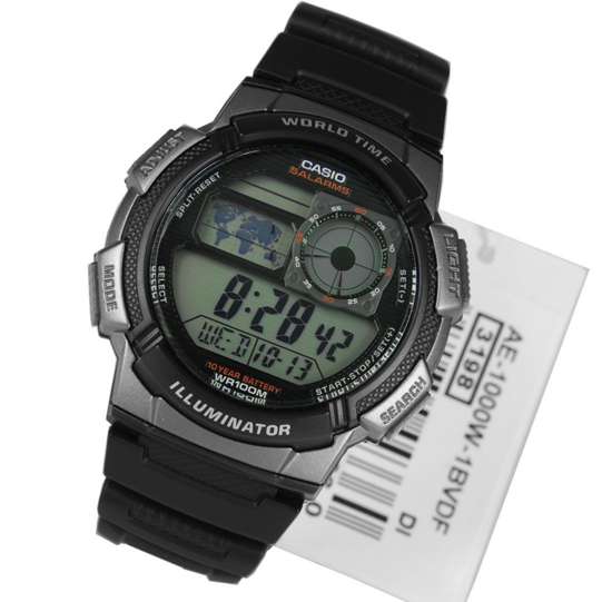 Casio World Time Illuminator Digital Watch 5 Alarms 48 Cities, AE1000W