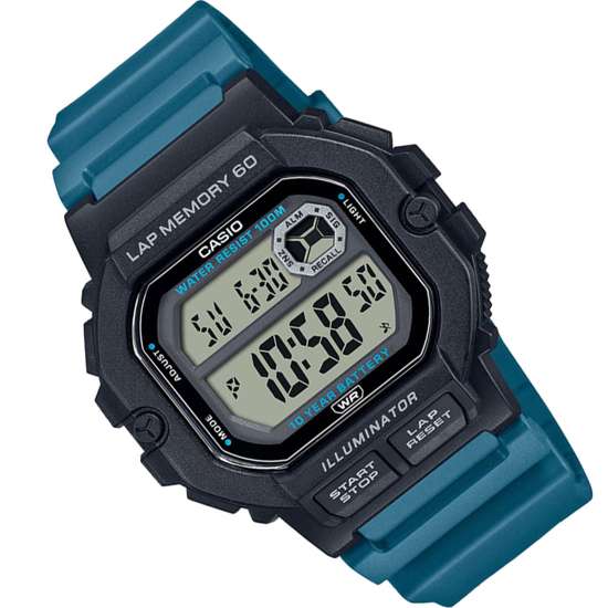 Casio Blue Watch WS1400H-3A Time Studio Memory Watch – Digital Kairos Dual WS-1400H-3A Lap