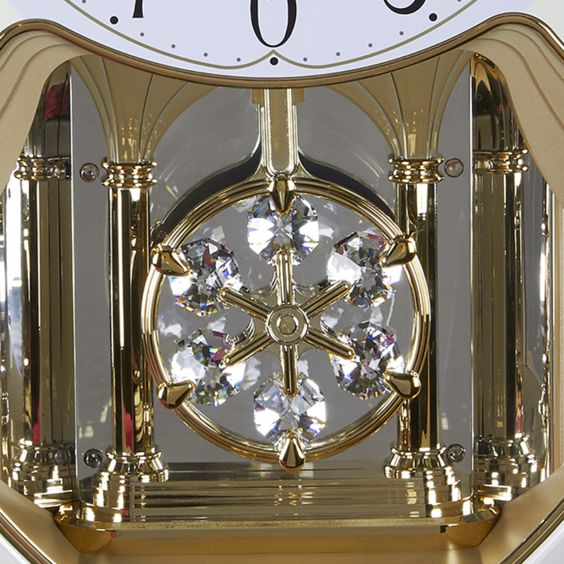 (Singapore Only) 4MJ447WU18 Rhythm Champagne Snowflake Crystal Pendulum Wall Clock