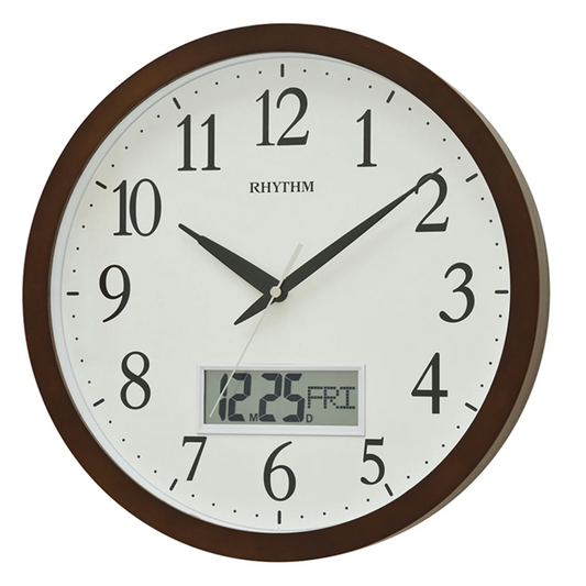 (Singapore Only) CFG903NR06 Rhythm Digital Analog Wooden Wall Clock (Singapore Only)