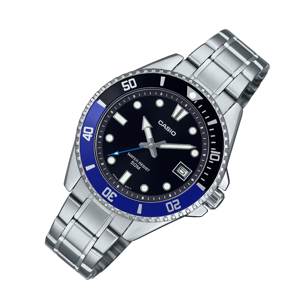 Casio Quartz Watch Kairos Studio – Stainless Dial Watch MDV-10D-1A2V MDV-10D-1A2 Black Steel